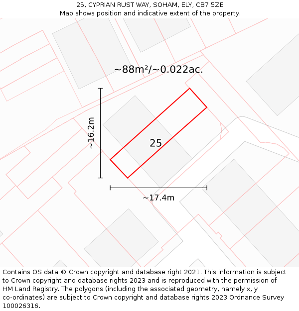 25, CYPRIAN RUST WAY, SOHAM, ELY, CB7 5ZE: Plot and title map