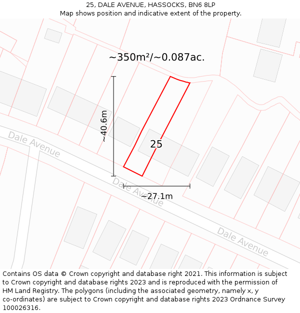 25, DALE AVENUE, HASSOCKS, BN6 8LP: Plot and title map
