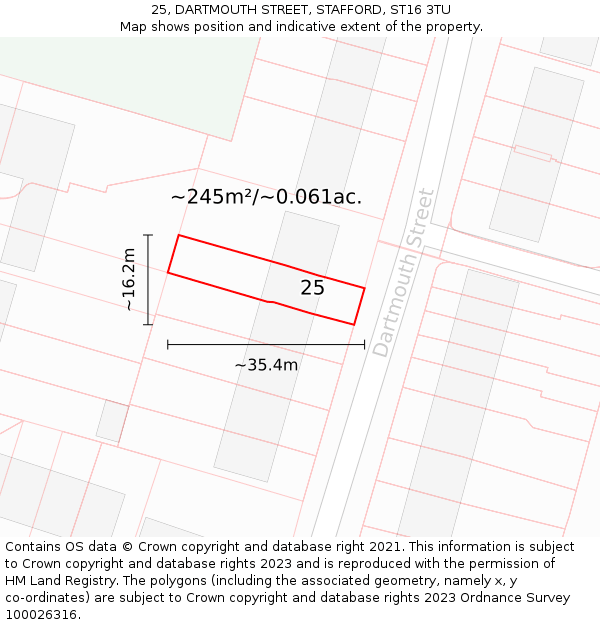 25, DARTMOUTH STREET, STAFFORD, ST16 3TU: Plot and title map