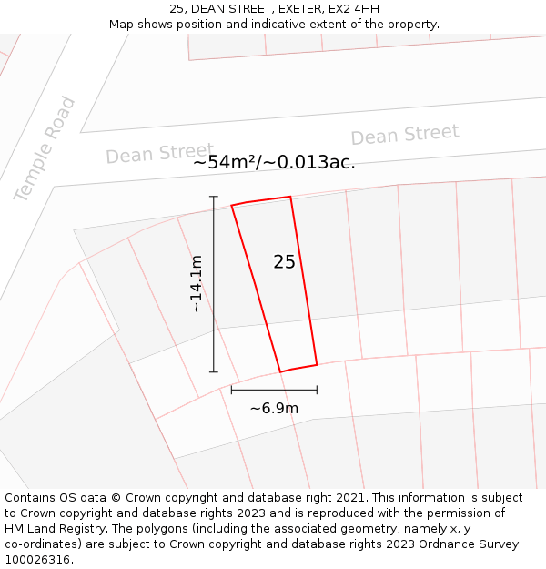 25, DEAN STREET, EXETER, EX2 4HH: Plot and title map