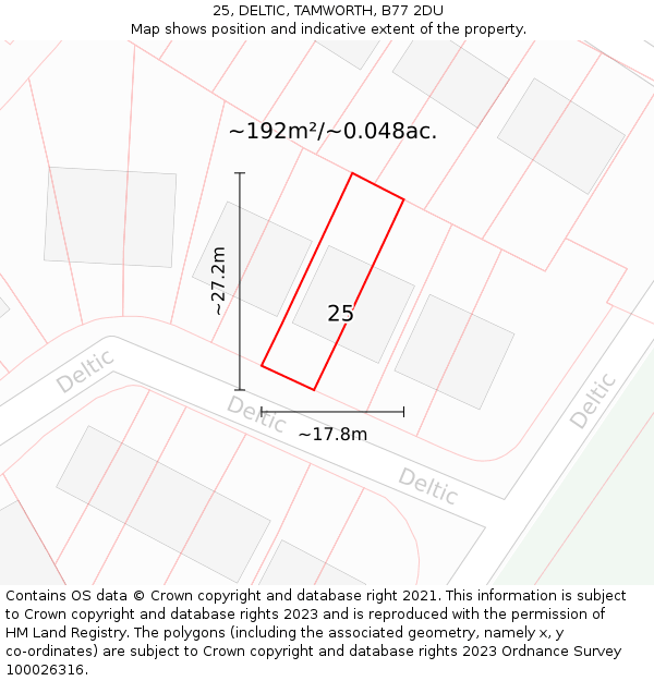 25, DELTIC, TAMWORTH, B77 2DU: Plot and title map