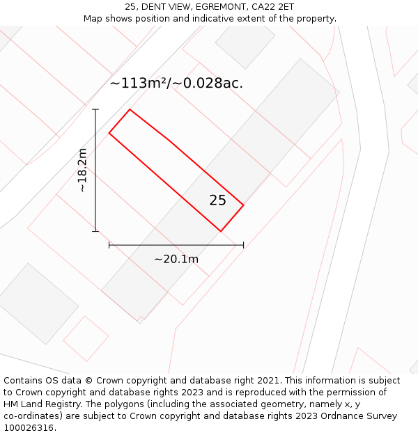 25, DENT VIEW, EGREMONT, CA22 2ET: Plot and title map