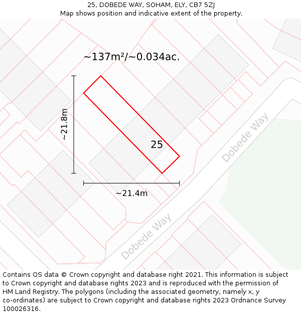 25, DOBEDE WAY, SOHAM, ELY, CB7 5ZJ: Plot and title map