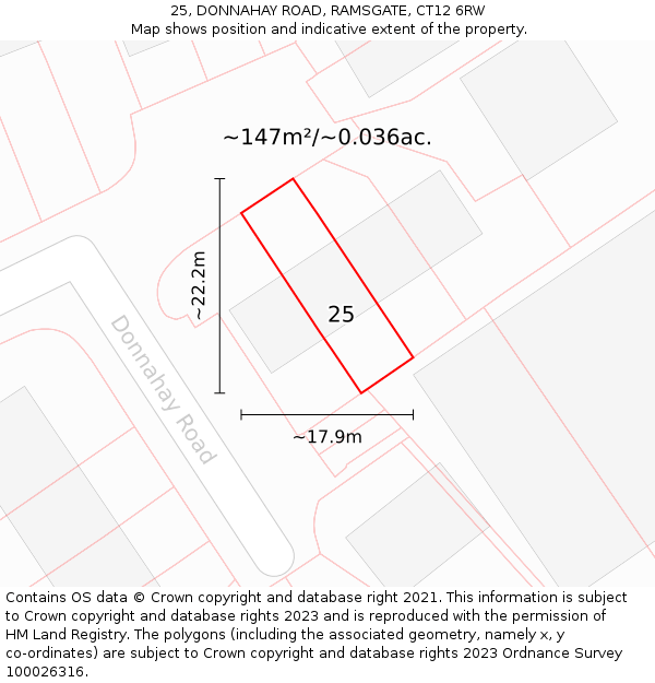 25, DONNAHAY ROAD, RAMSGATE, CT12 6RW: Plot and title map