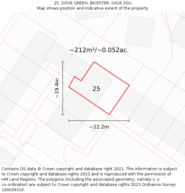 25, DOVE GREEN, BICESTER, OX26 2GU: Plot and title map