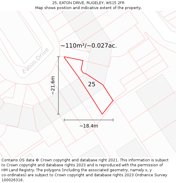 25, EATON DRIVE, RUGELEY, WS15 2FR: Plot and title map