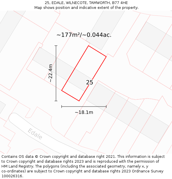 25, EDALE, WILNECOTE, TAMWORTH, B77 4HE: Plot and title map