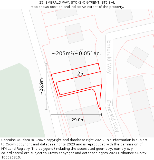 25, EMERALD WAY, STOKE-ON-TRENT, ST6 8HL: Plot and title map