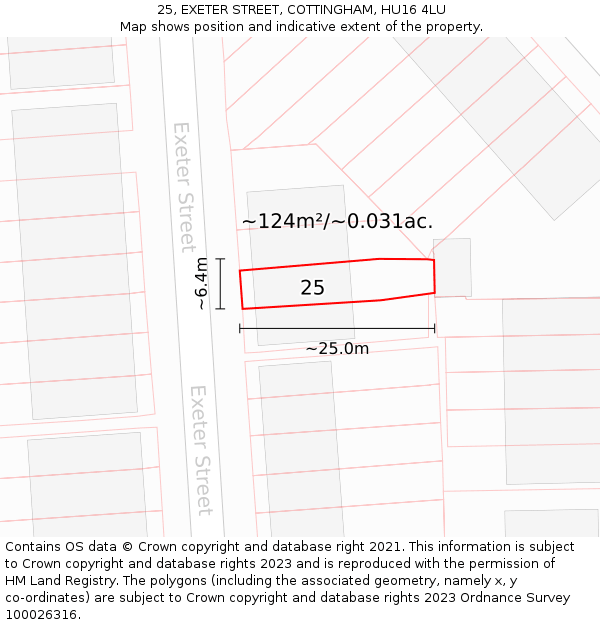 25, EXETER STREET, COTTINGHAM, HU16 4LU: Plot and title map
