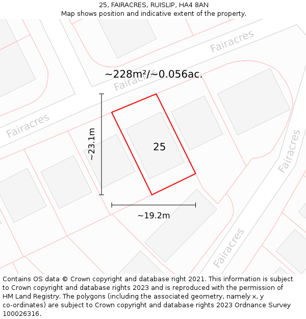 25, FAIRACRES, RUISLIP, HA4 8AN: Plot and title map