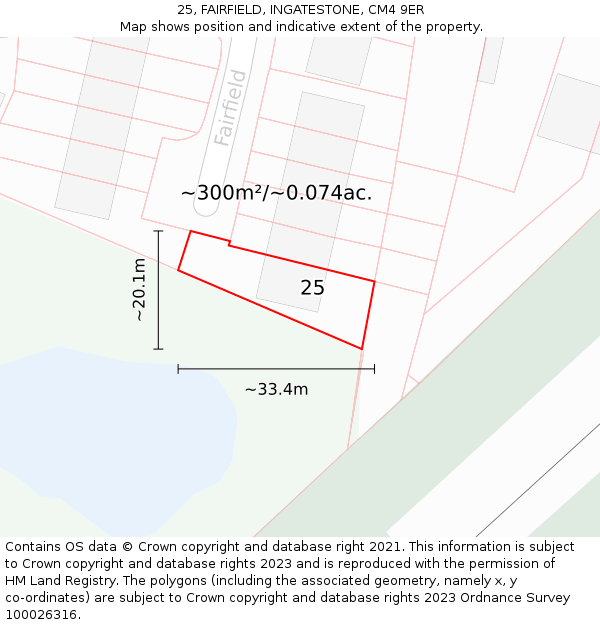 25, FAIRFIELD, INGATESTONE, CM4 9ER: Plot and title map