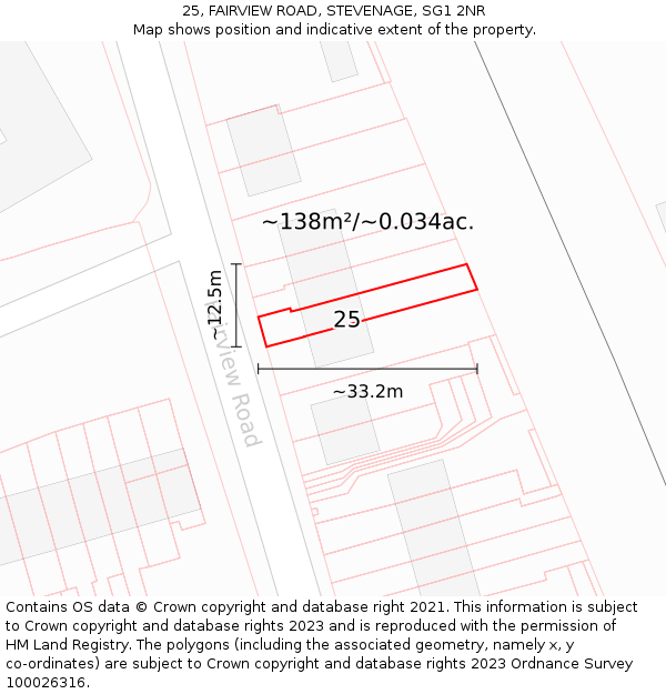 25, FAIRVIEW ROAD, STEVENAGE, SG1 2NR: Plot and title map