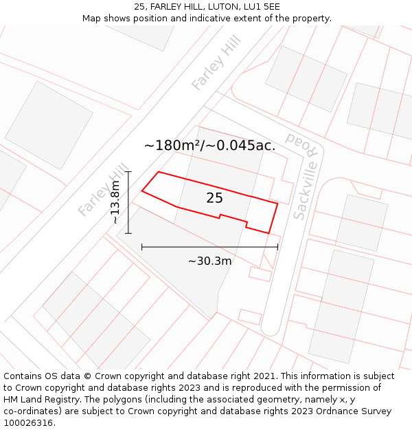 25, FARLEY HILL, LUTON, LU1 5EE: Plot and title map