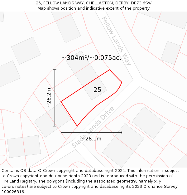 25, FELLOW LANDS WAY, CHELLASTON, DERBY, DE73 6SW: Plot and title map
