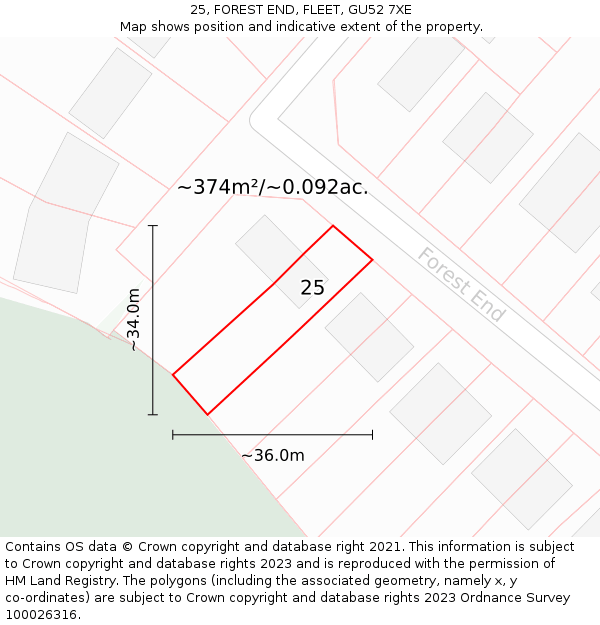 25, FOREST END, FLEET, GU52 7XE: Plot and title map