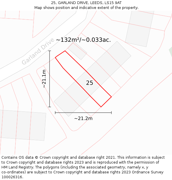 25, GARLAND DRIVE, LEEDS, LS15 9AT: Plot and title map