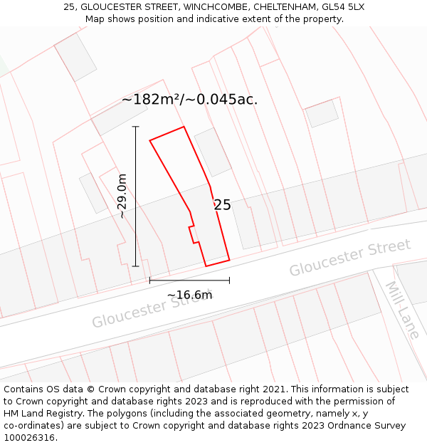 25, GLOUCESTER STREET, WINCHCOMBE, CHELTENHAM, GL54 5LX: Plot and title map