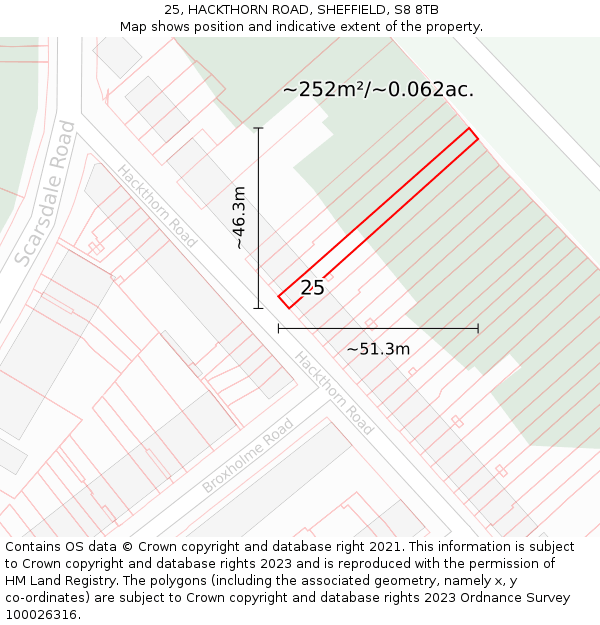 25, HACKTHORN ROAD, SHEFFIELD, S8 8TB: Plot and title map