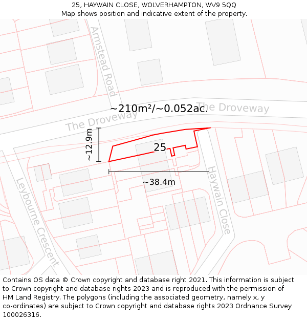 25, HAYWAIN CLOSE, WOLVERHAMPTON, WV9 5QQ: Plot and title map
