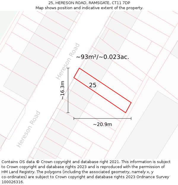 25, HERESON ROAD, RAMSGATE, CT11 7DP: Plot and title map