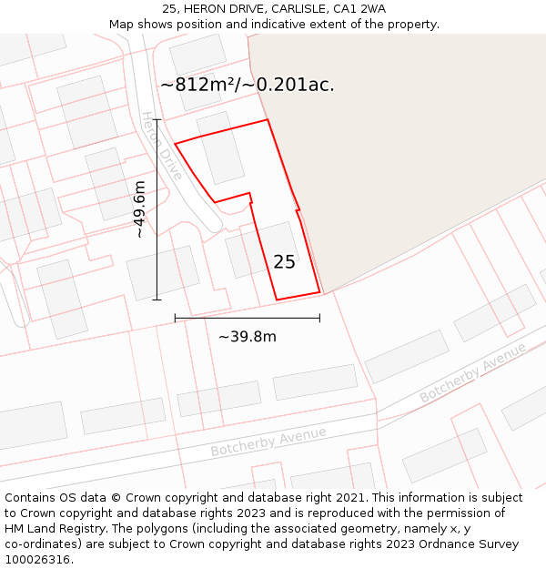 25, HERON DRIVE, CARLISLE, CA1 2WA: Plot and title map