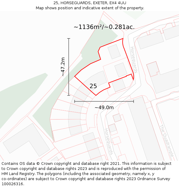25, HORSEGUARDS, EXETER, EX4 4UU: Plot and title map