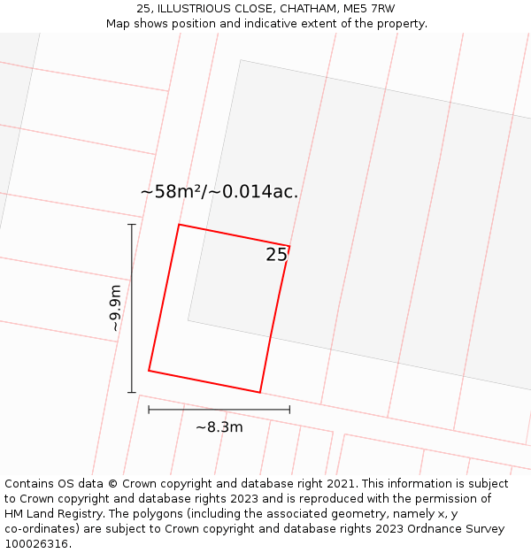 25, ILLUSTRIOUS CLOSE, CHATHAM, ME5 7RW: Plot and title map