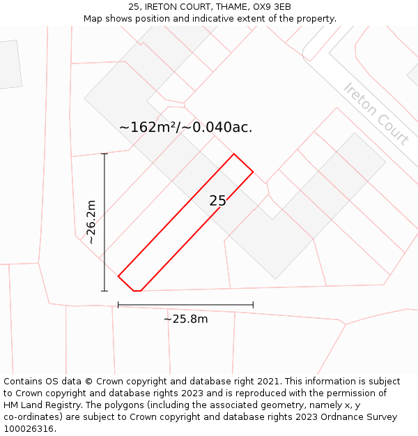 25, IRETON COURT, THAME, OX9 3EB: Plot and title map