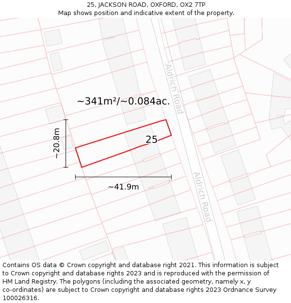 25, JACKSON ROAD, OXFORD, OX2 7TP: Plot and title map