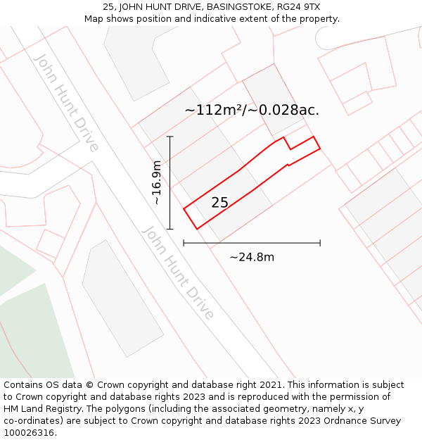 25, JOHN HUNT DRIVE, BASINGSTOKE, RG24 9TX: Plot and title map