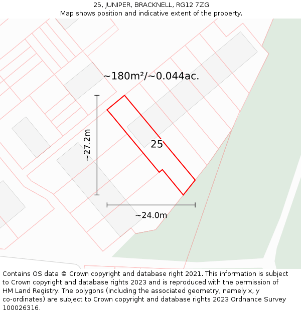 25, JUNIPER, BRACKNELL, RG12 7ZG: Plot and title map