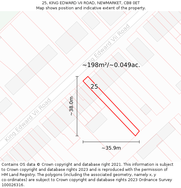 25, KING EDWARD VII ROAD, NEWMARKET, CB8 0ET: Plot and title map