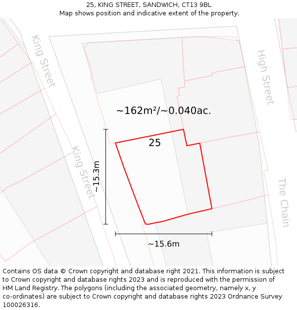 25, KING STREET, SANDWICH, CT13 9BL: Plot and title map