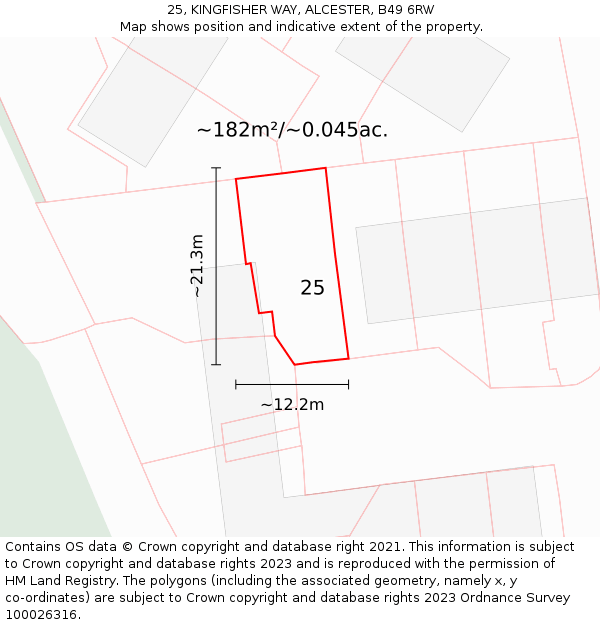 25, KINGFISHER WAY, ALCESTER, B49 6RW: Plot and title map