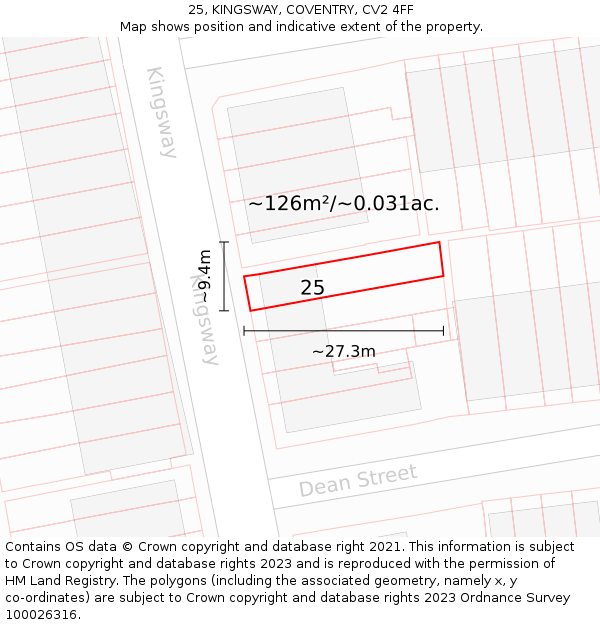 25, KINGSWAY, COVENTRY, CV2 4FF: Plot and title map