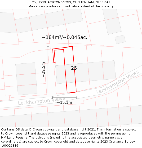 25, LECKHAMPTON VIEWS, CHELTENHAM, GL53 0AR: Plot and title map