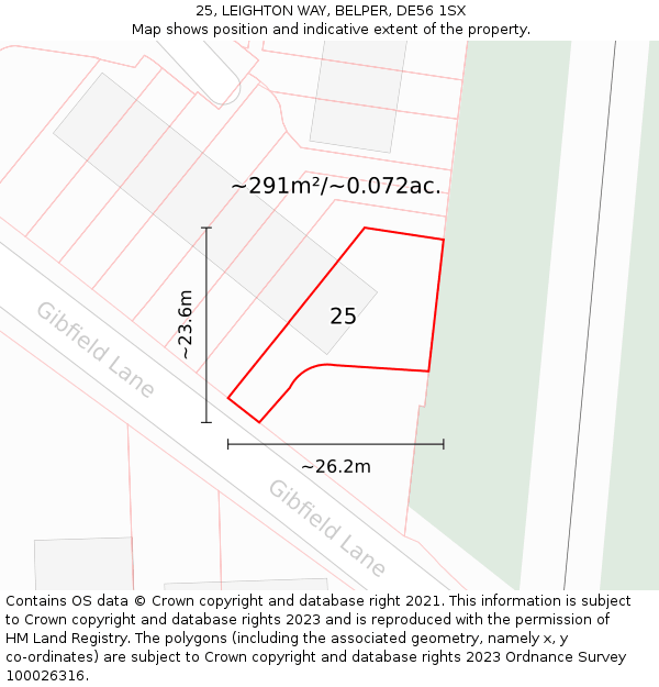 25, LEIGHTON WAY, BELPER, DE56 1SX: Plot and title map