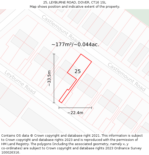 25, LEYBURNE ROAD, DOVER, CT16 1SL: Plot and title map