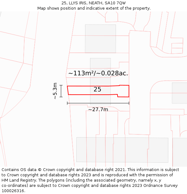25, LLYS IRIS, NEATH, SA10 7QW: Plot and title map
