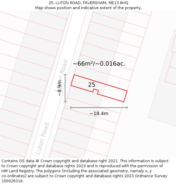 25, LUTON ROAD, FAVERSHAM, ME13 8HQ: Plot and title map