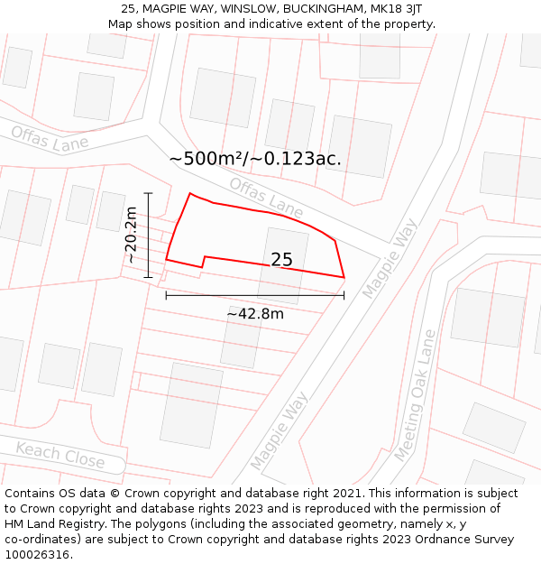 25, MAGPIE WAY, WINSLOW, BUCKINGHAM, MK18 3JT: Plot and title map