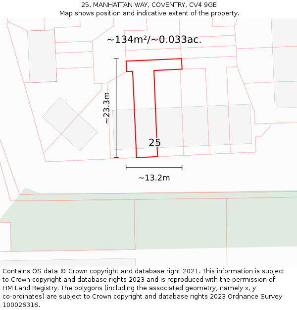 25, MANHATTAN WAY, COVENTRY, CV4 9GE: Plot and title map
