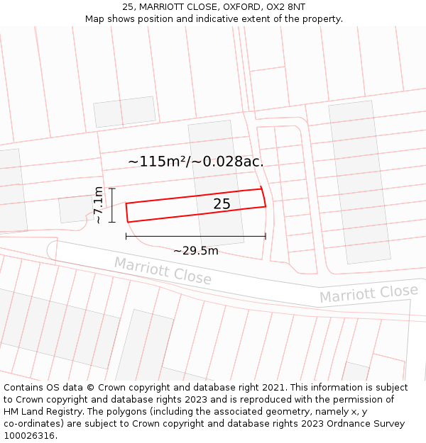 25, MARRIOTT CLOSE, OXFORD, OX2 8NT: Plot and title map