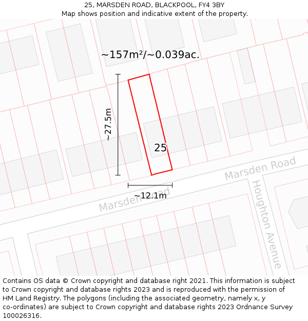 25, MARSDEN ROAD, BLACKPOOL, FY4 3BY: Plot and title map