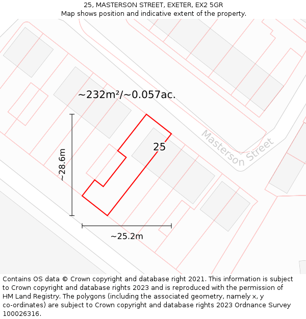 25, MASTERSON STREET, EXETER, EX2 5GR: Plot and title map