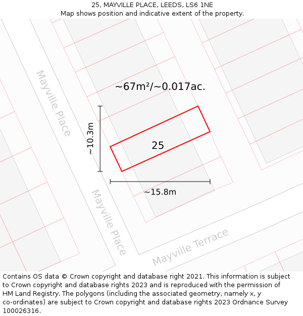 25, MAYVILLE PLACE, LEEDS, LS6 1NE: Plot and title map