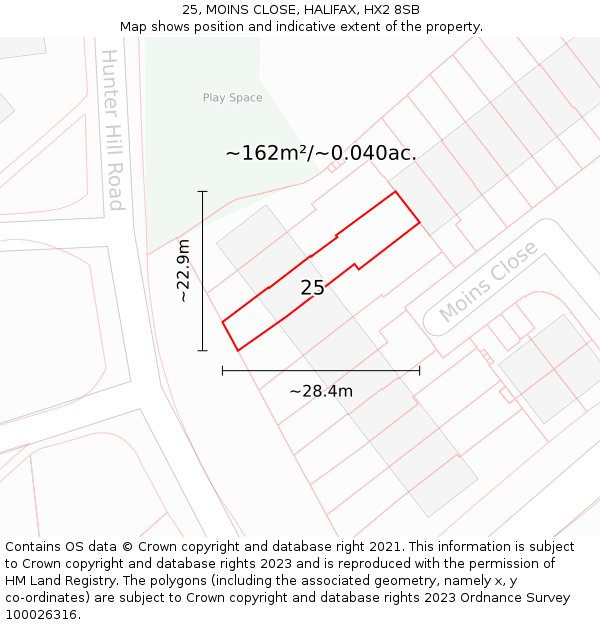 25, MOINS CLOSE, HALIFAX, HX2 8SB: Plot and title map