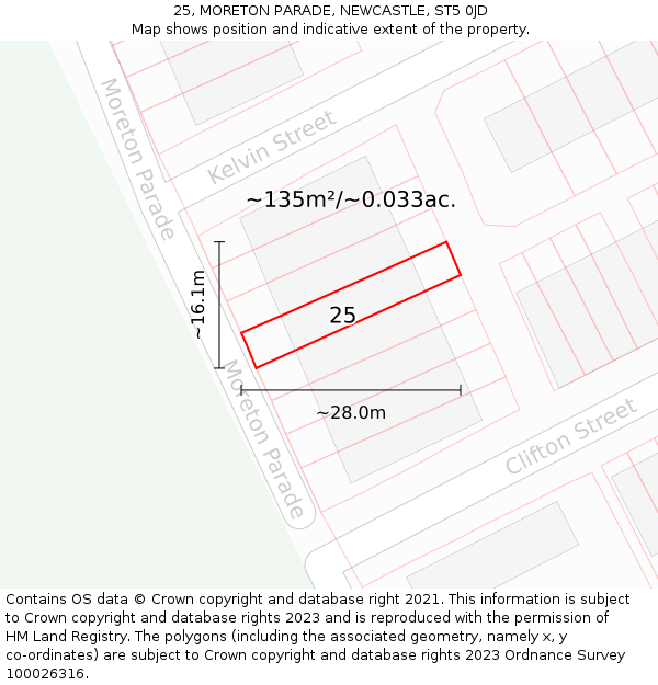 25, MORETON PARADE, NEWCASTLE, ST5 0JD: Plot and title map