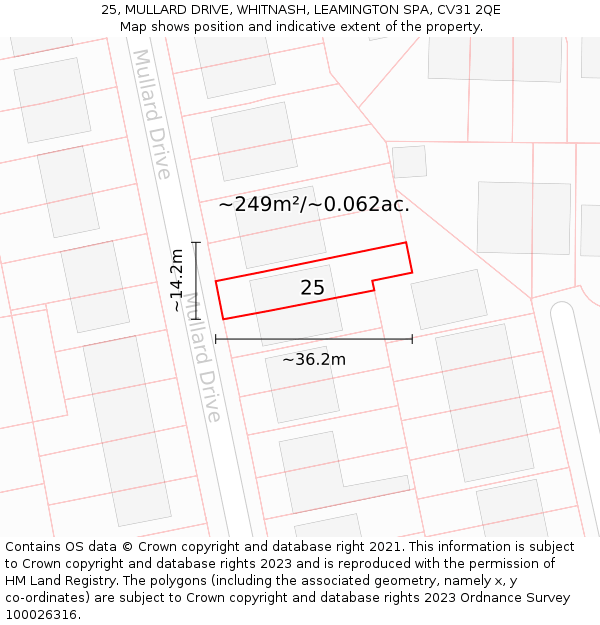 25, MULLARD DRIVE, WHITNASH, LEAMINGTON SPA, CV31 2QE: Plot and title map
