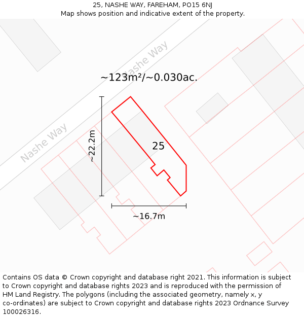 25, NASHE WAY, FAREHAM, PO15 6NJ: Plot and title map